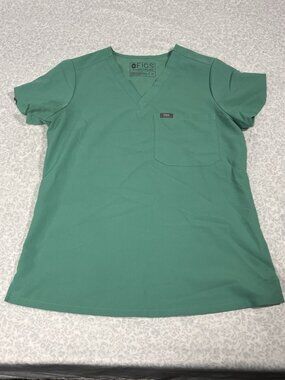 FIGS Catarina Scrub Top Womens XS Green V-Neck 1 Pocket FW1000